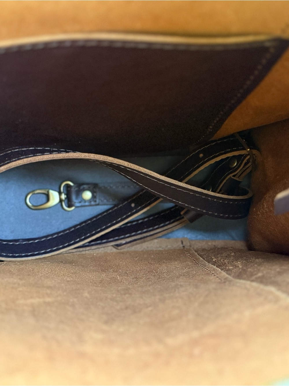 Classic Chocolate Brown Leather Tote with Leaf Charm - Picture 3 of 3